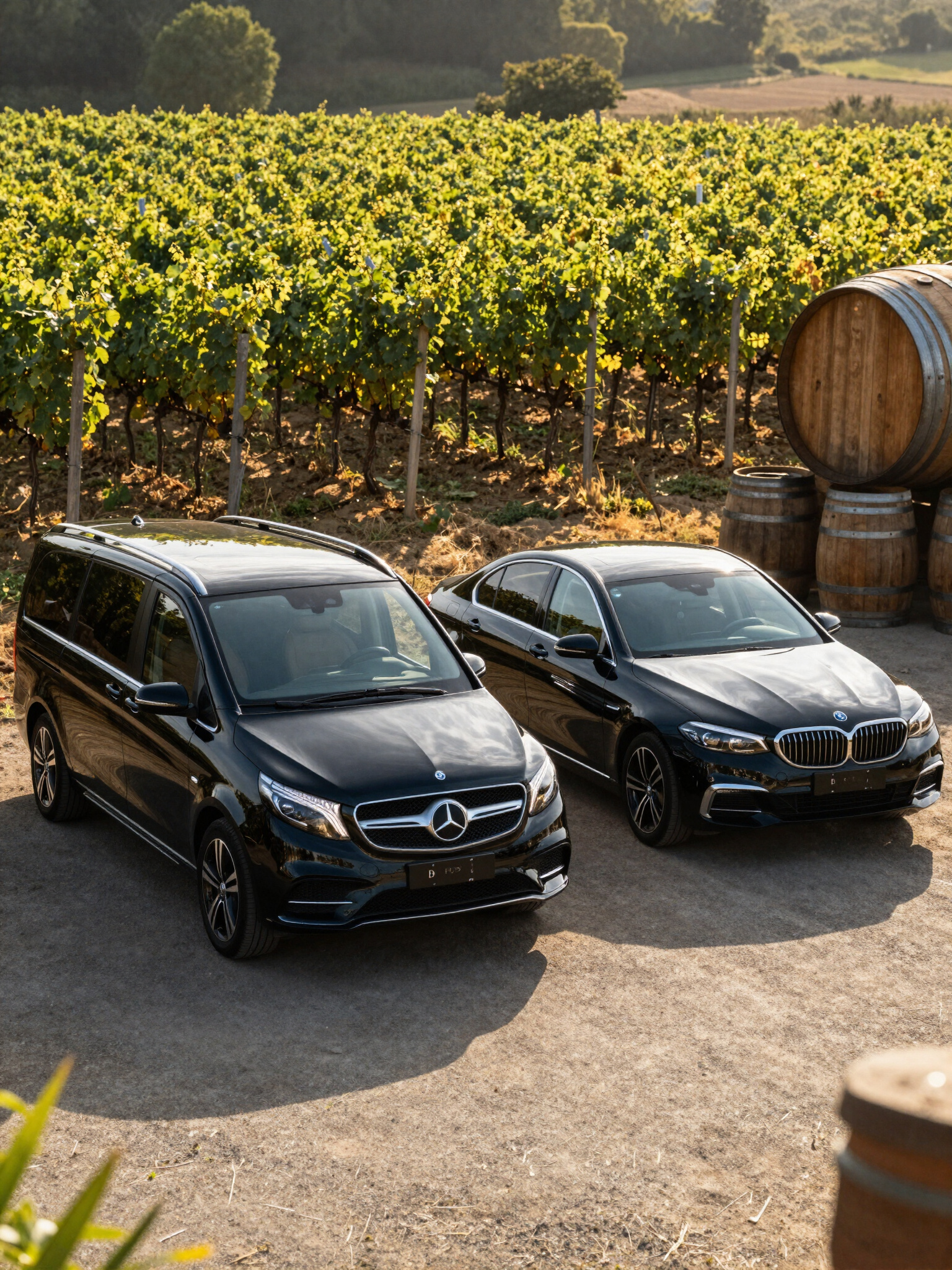 Luxury chauffeur vehicle at a Swan Valley winery in Perth