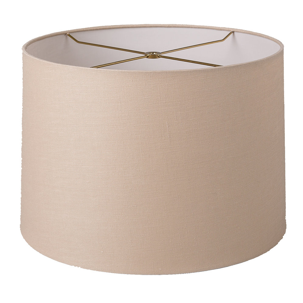 Linen Retro Drum Style Lampshades (820") in Bone and Tan heathlighting