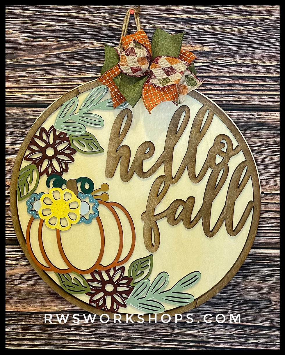 Floral Pumpkin Hello Fall 18" Door Hanger