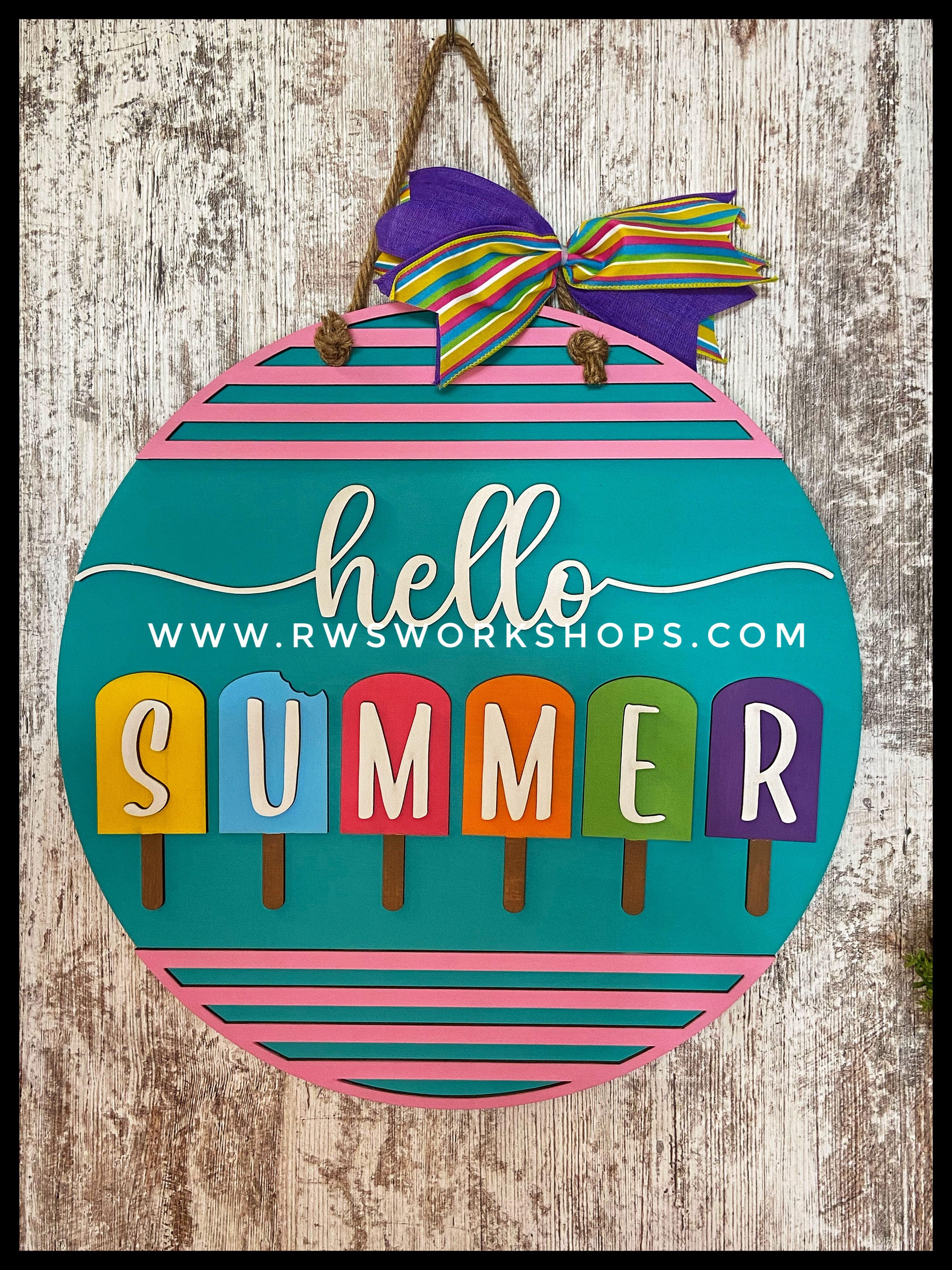 Hello Summer Popsicles Door Hanger