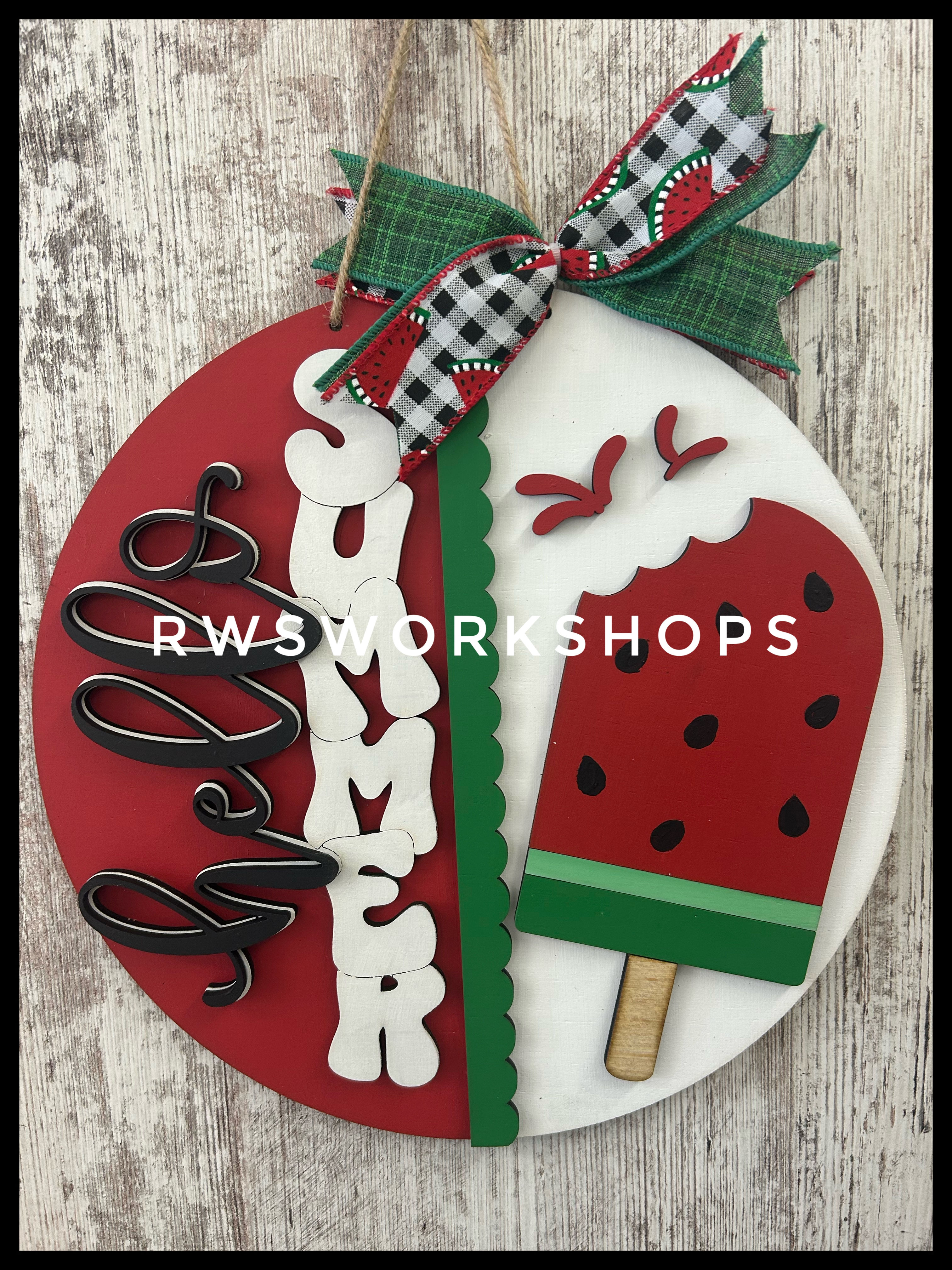 Hello Summer Watermelon Popsicle Sign
