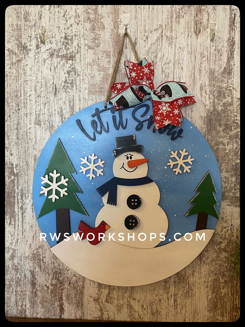 Let it Snow Snowman Cardinal Door Hanger