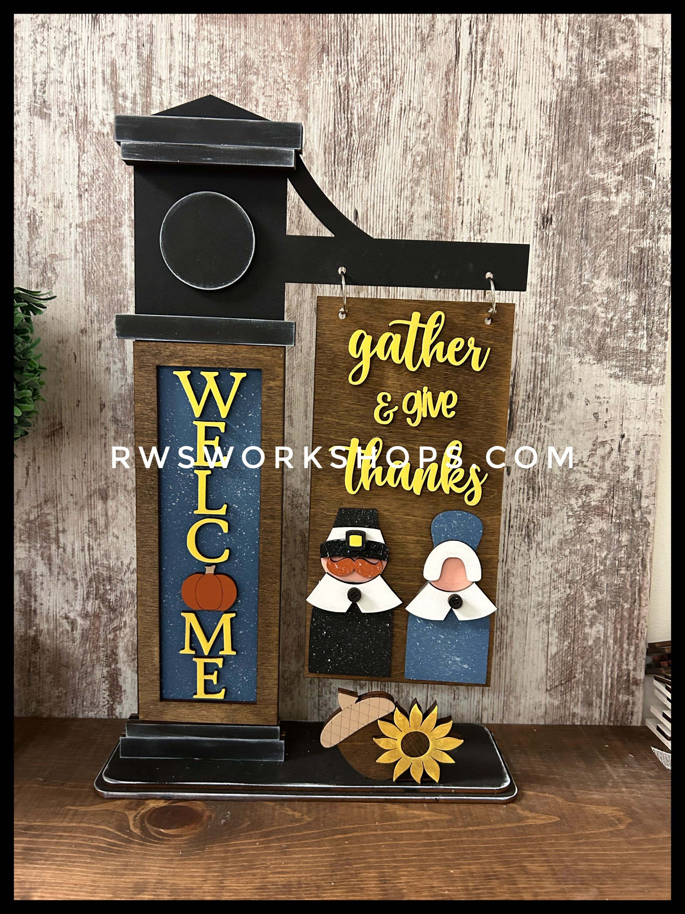 Gather & Give Thanks Sign Post - Interchangeable