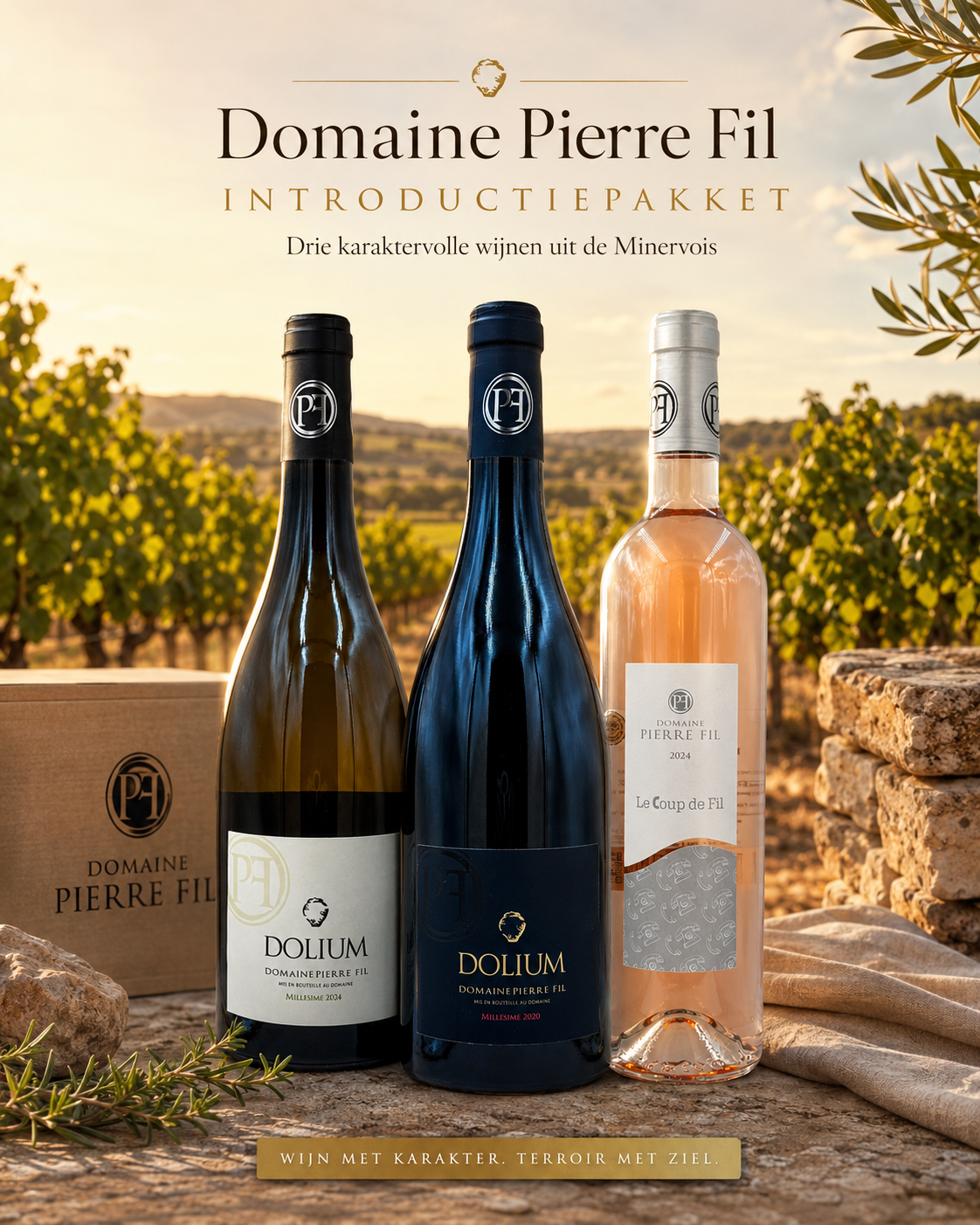 Drie flessen Domaine Pierre Fill pagina 1