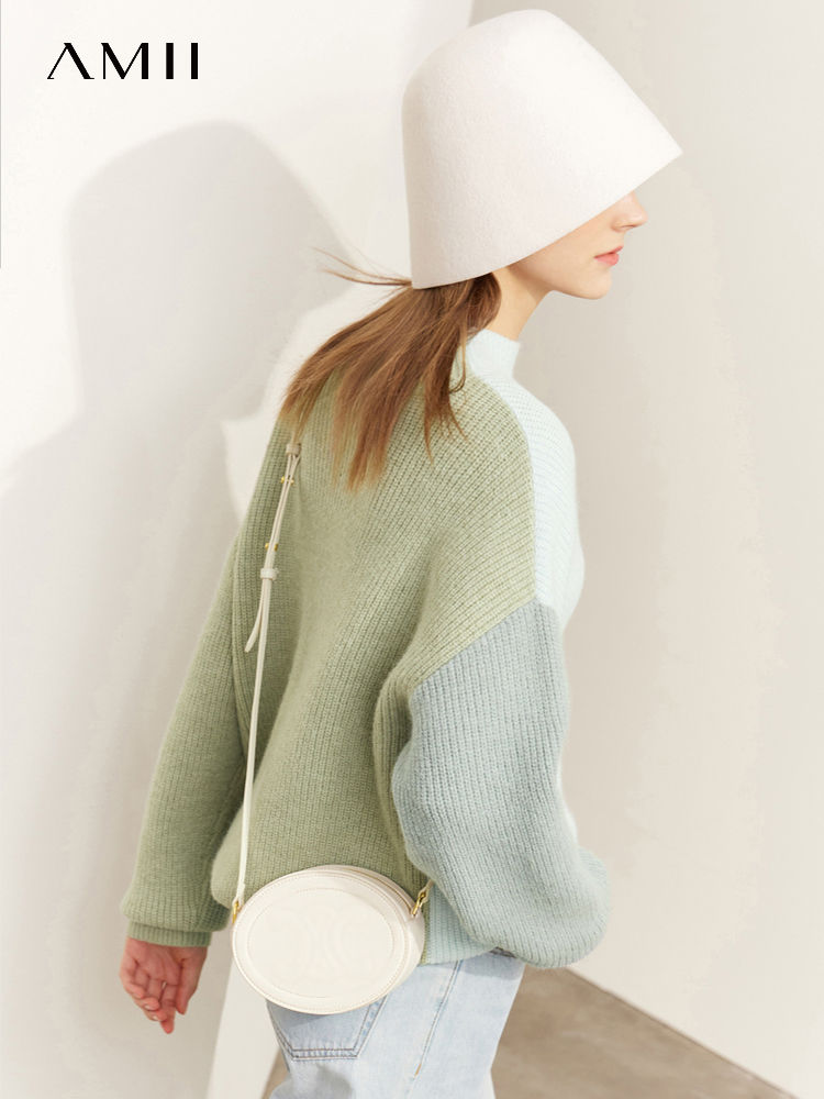 Thumbnail: Women's Loose Fashion Patchwork Knitted Sweater Autumn