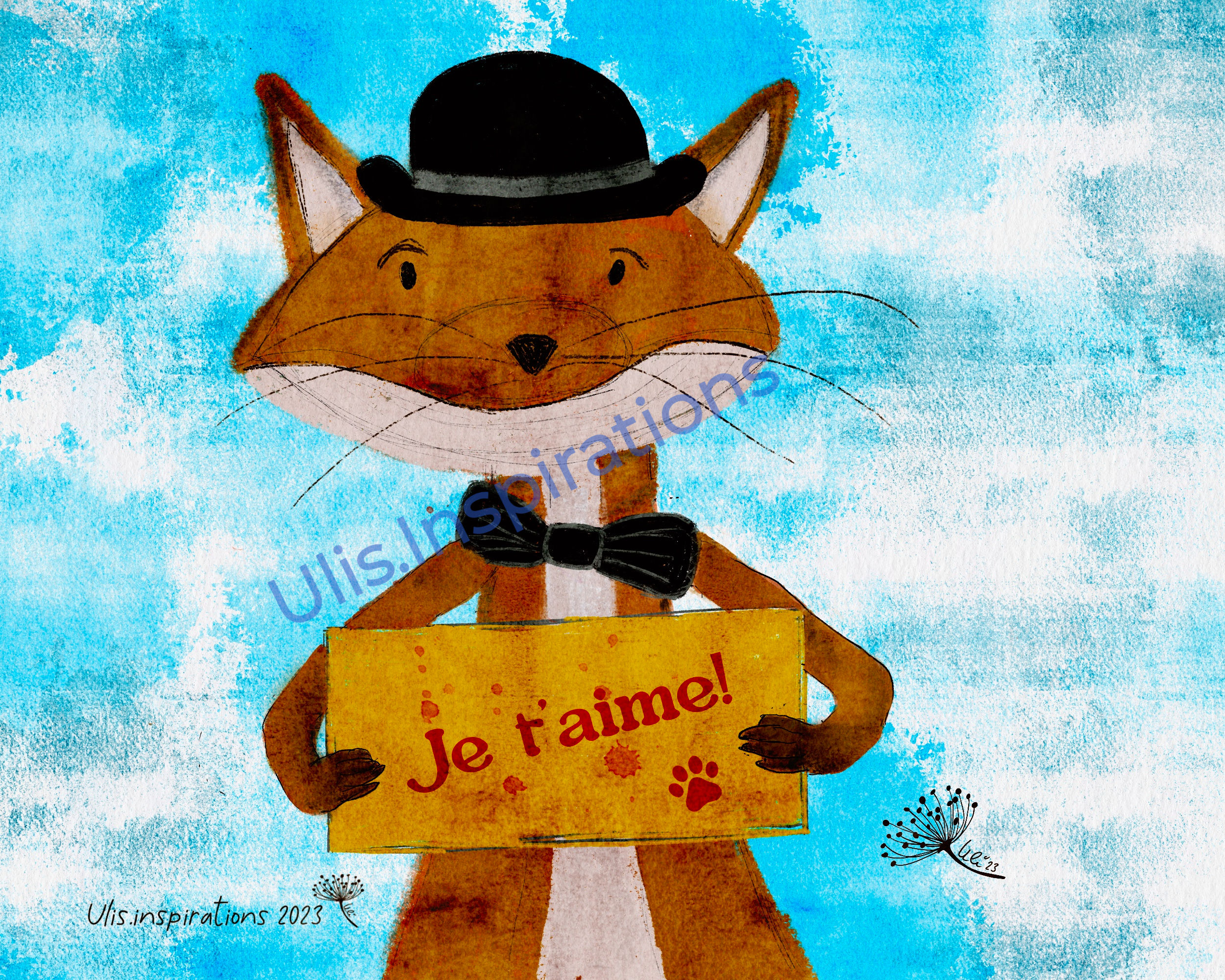 Carte Amour Numérique "Renard - Je t'aime"