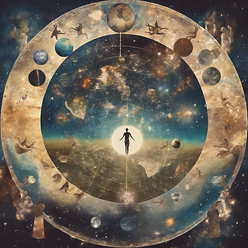 a mystical depiction of the unity of humans, the earth and the cosmos in one consciousness