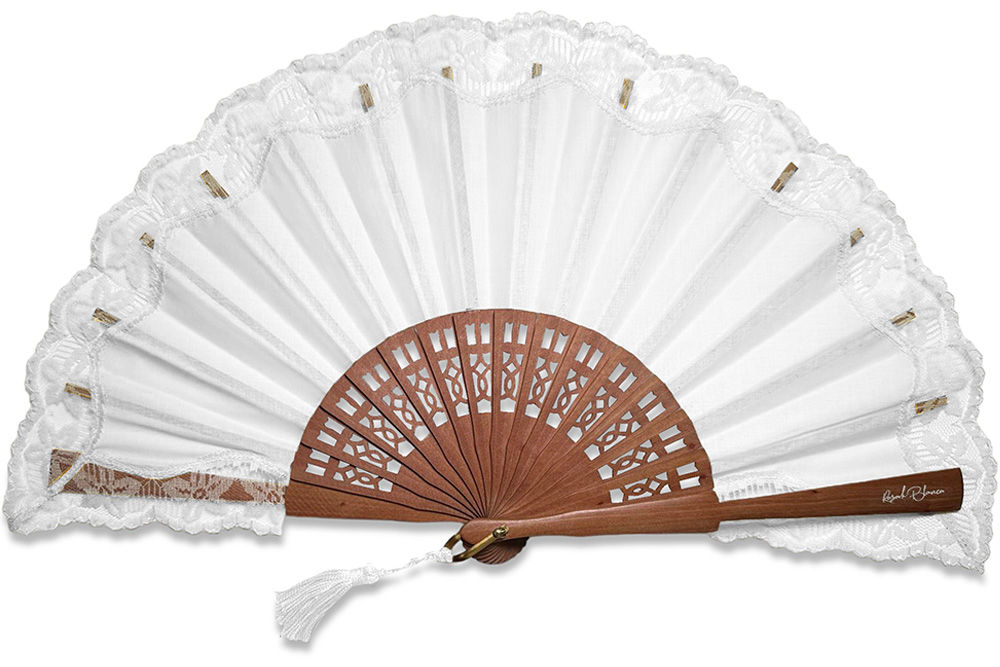 éventail dentelle blanc