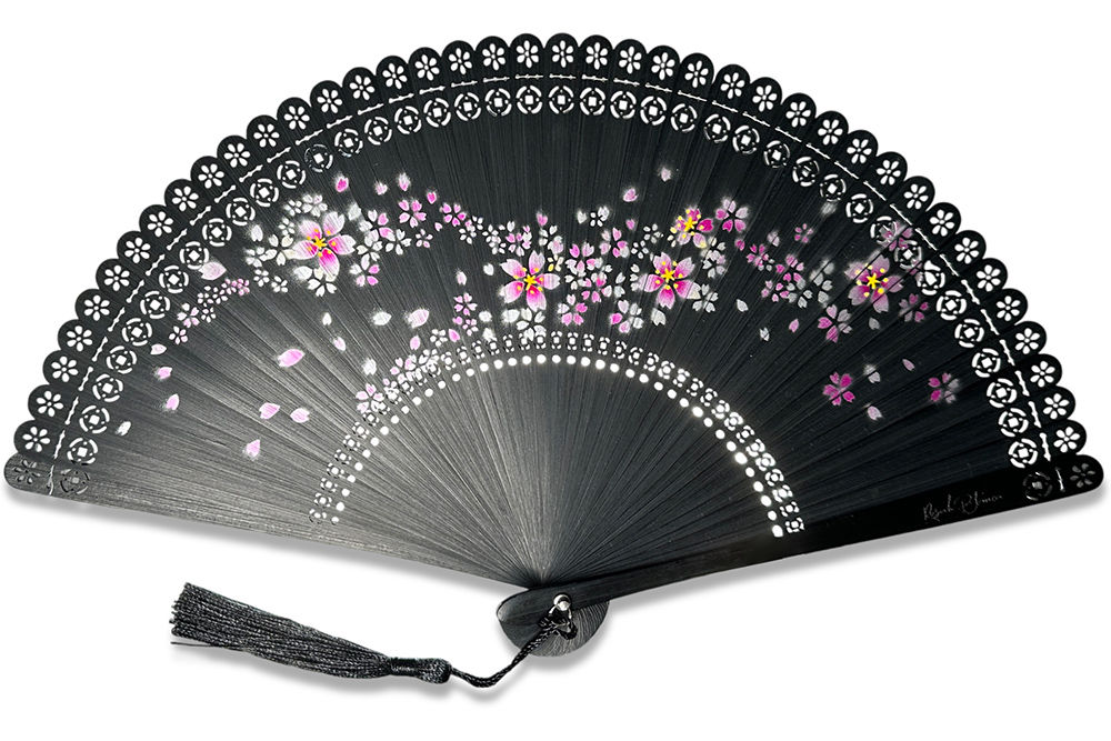 éventail japonais noir