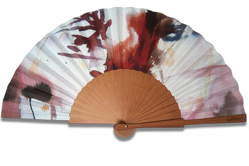 Abstracto 3 - éventail en bois design aux motifs multicolores | rosahblanca