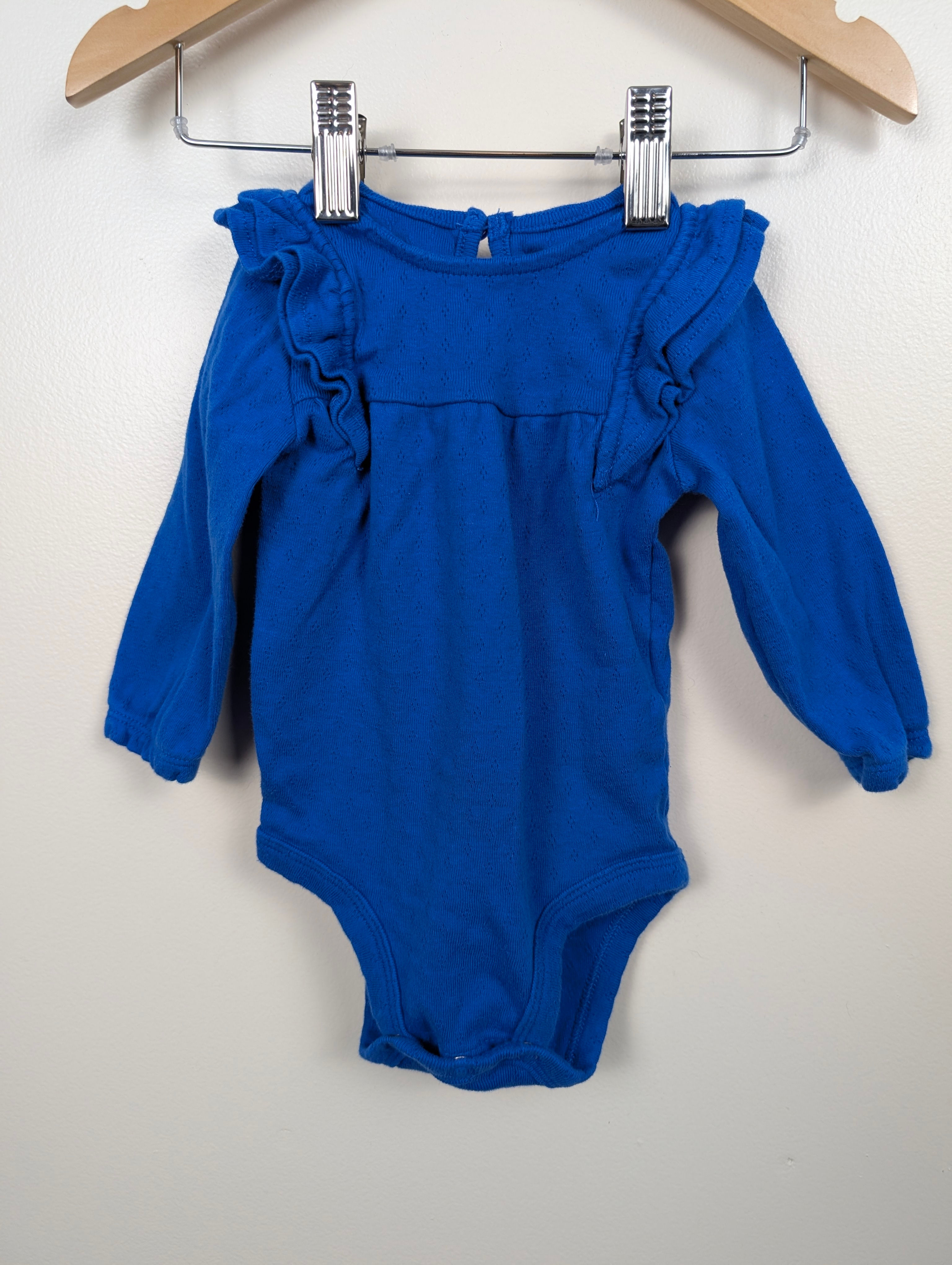 Blue Pointelle Ruffle Shoulder Bodysuit | Carters 6M
