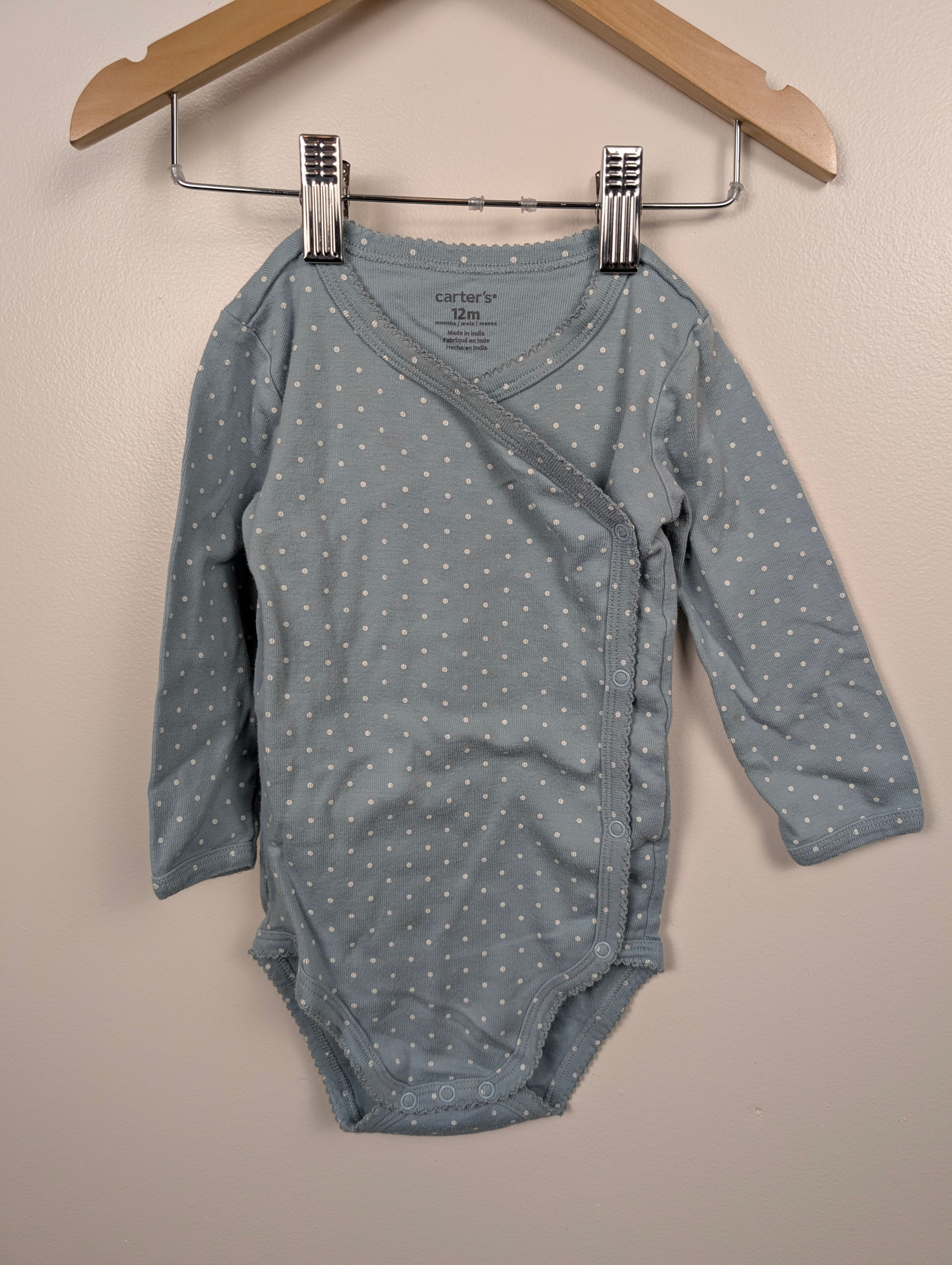 Blue Polka Dot Wrap Bodysuit | Carters 12M