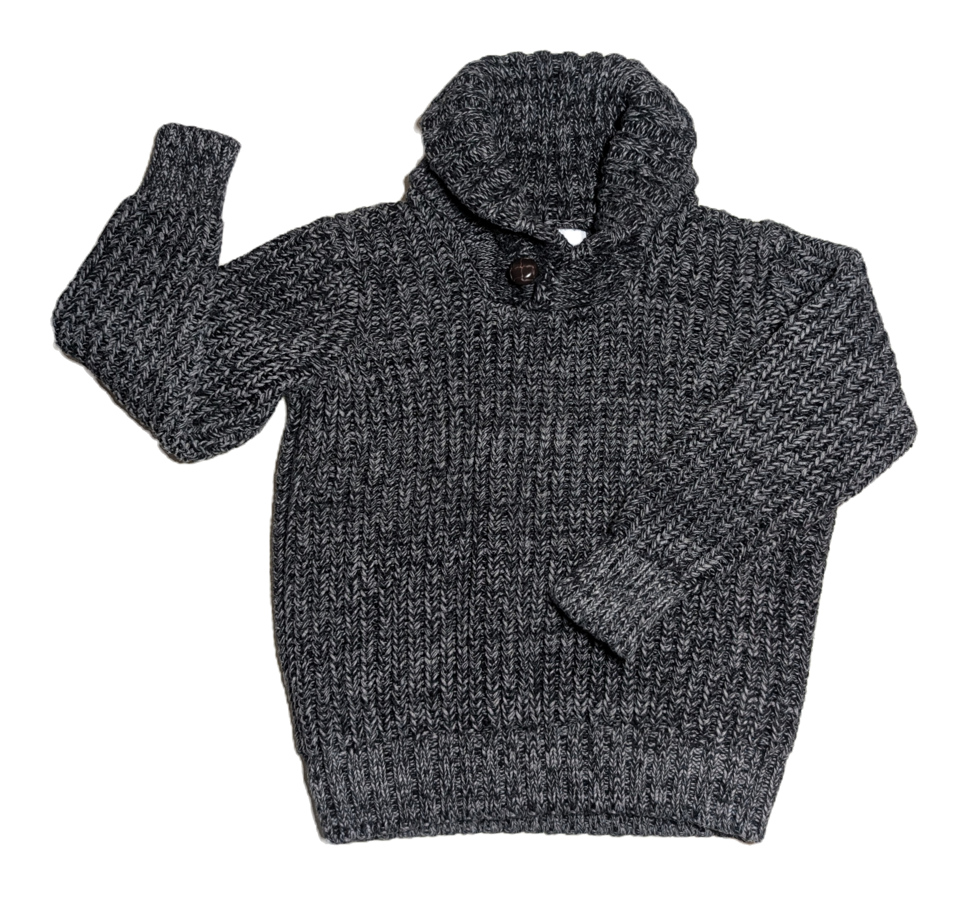 Grey Chunky Knit Shawl Collar Sweater | Old Navy 3T