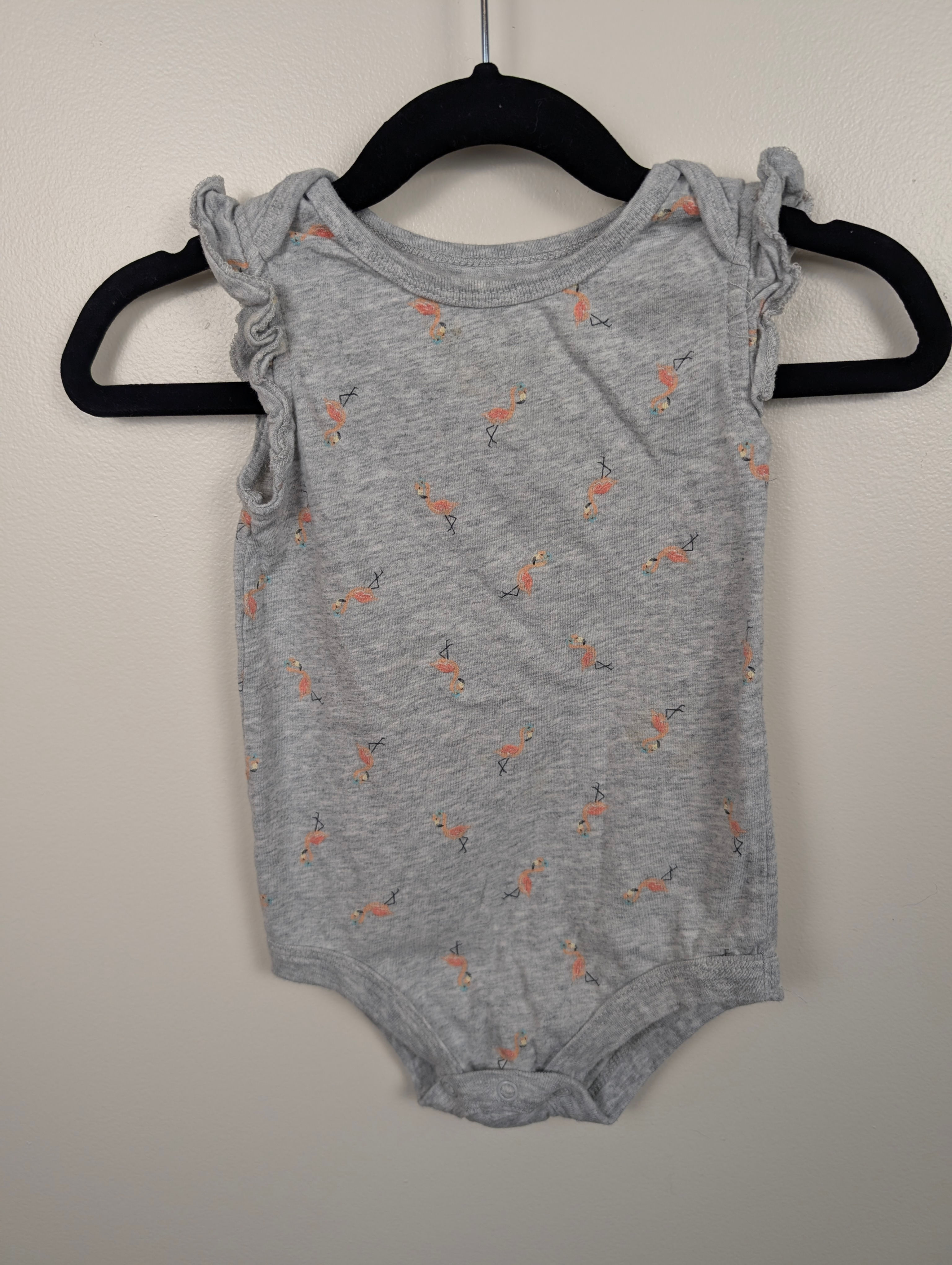 Grey Flamingo Ruffle Shoulder Bodysuit | George 18M