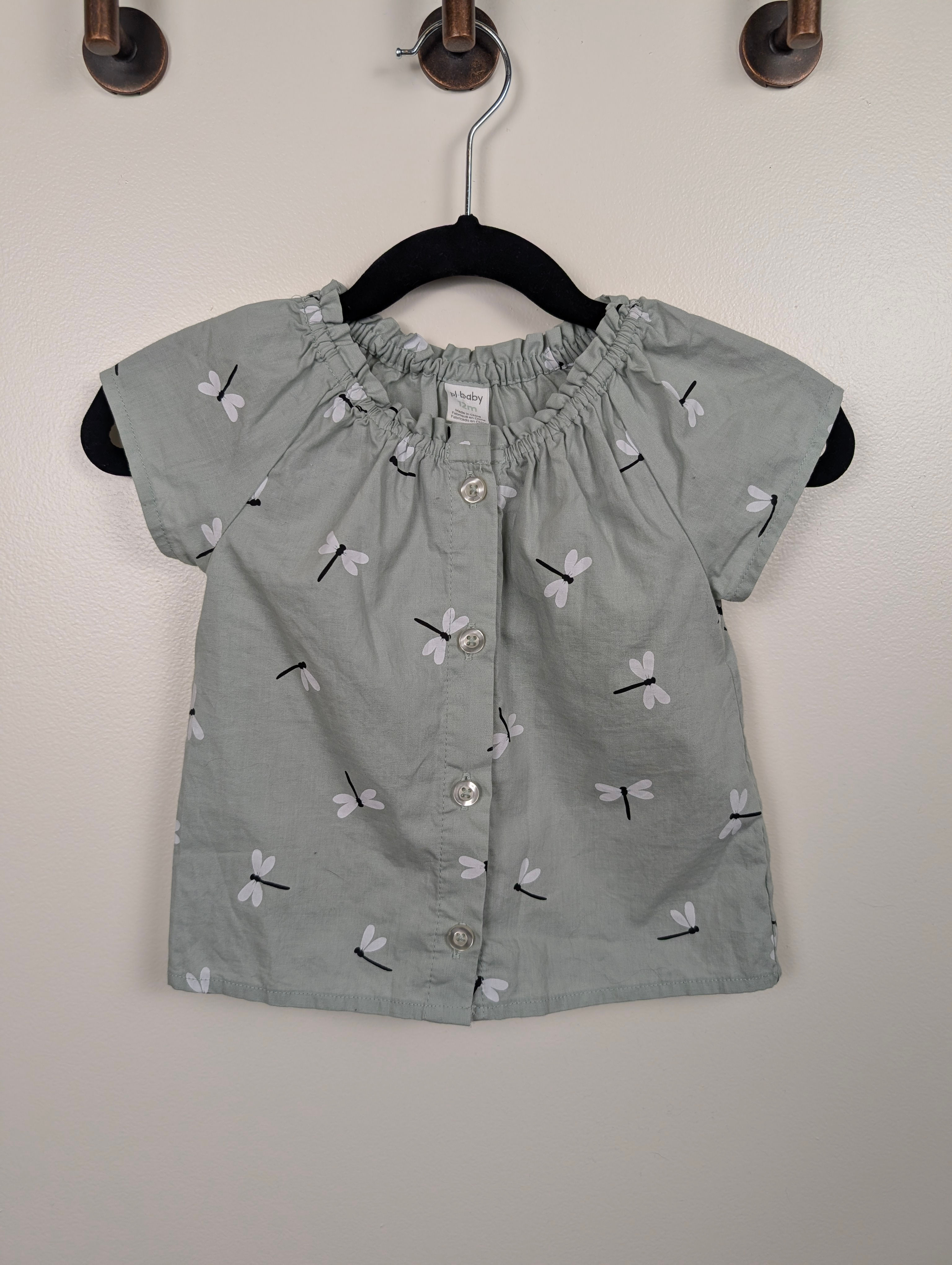 Sage Green Dragonfly Blouse | PL Baby 12M