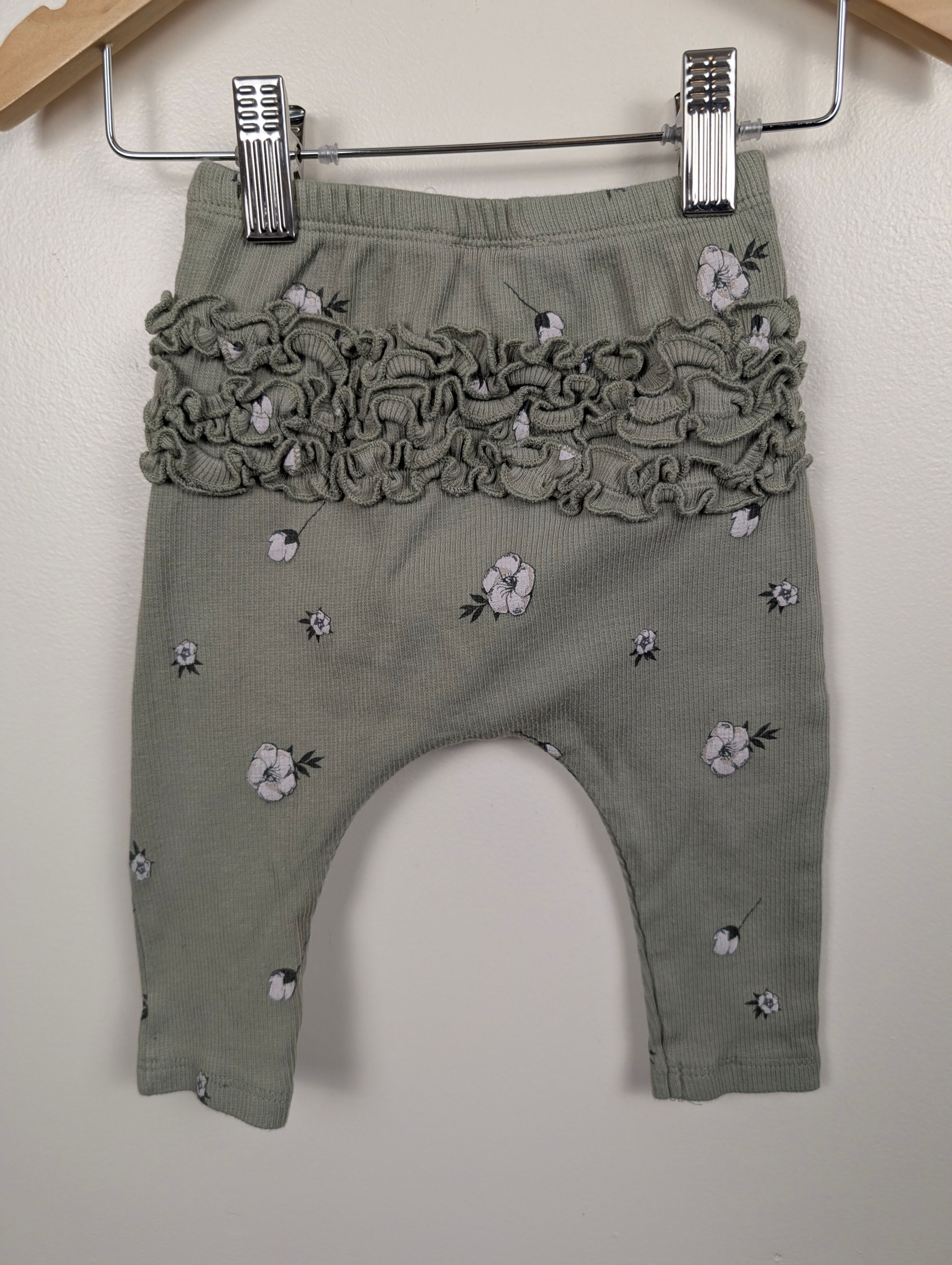 Green Flower Ruffle Leggings | Jessica Simpson 6M