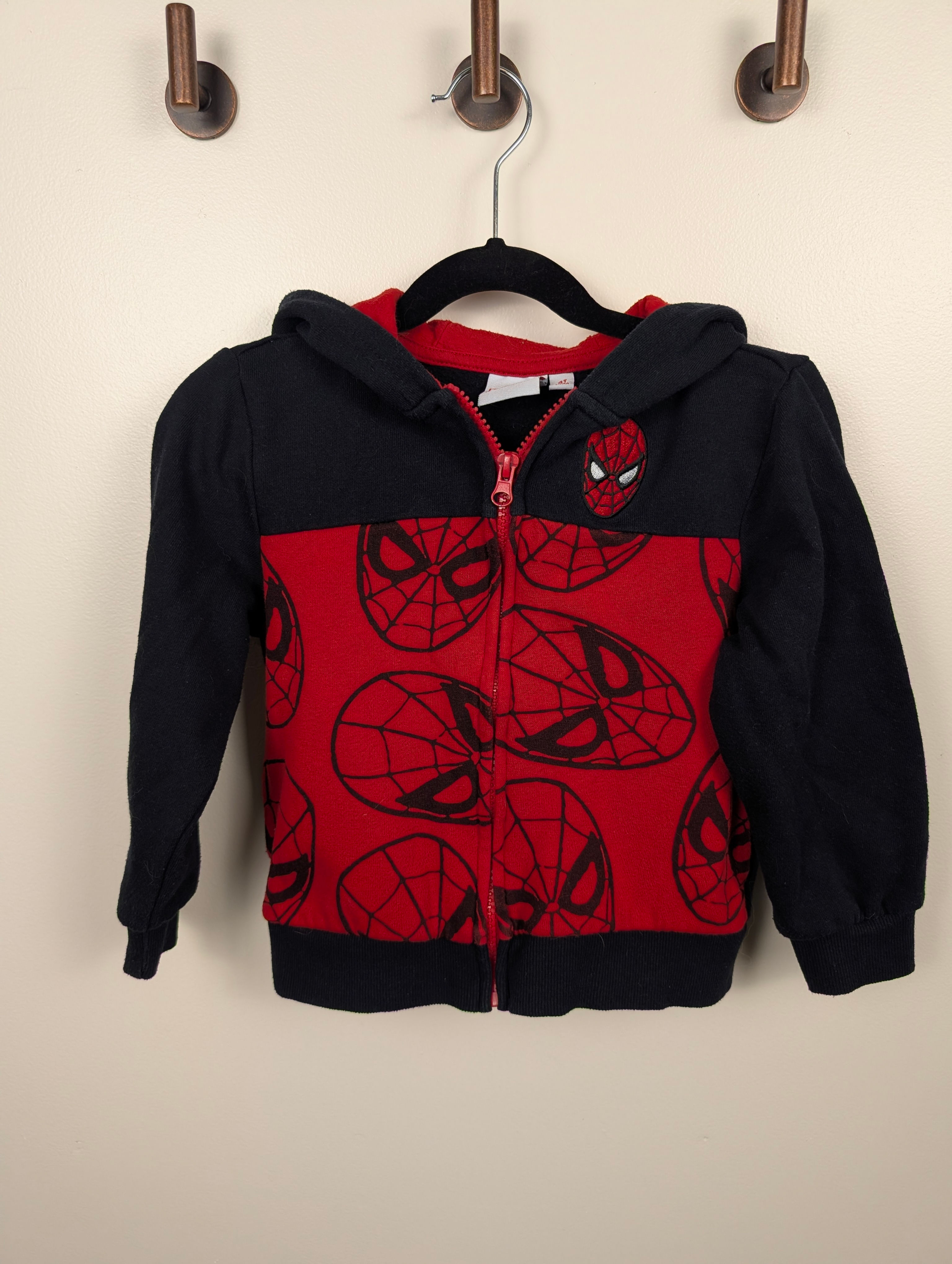 Red & Black Spiderman Zip Up Hoodie | Marvel 4T