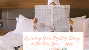 Women on bed reading newspaper - midlife rewriting your story