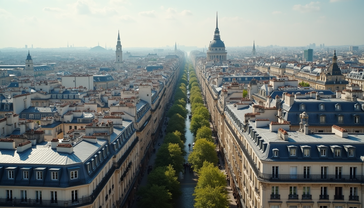 Vue aérienne de l’architecture haussmannienne à Paris