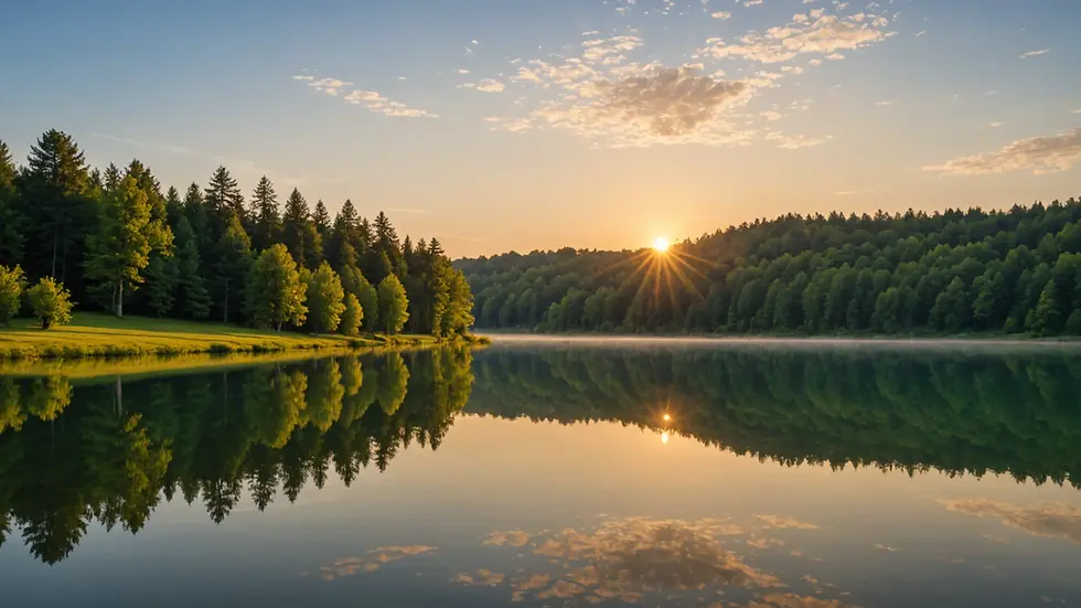 Close-up of a serene lake at sunrise