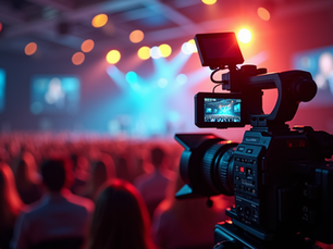 Professional video camera setup at a live event