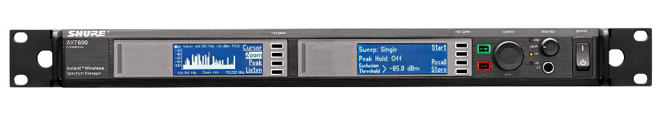 Photo of the front panel of the Shure AXT600 Axient Spectrum Manager