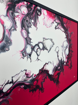 QUADRO ASTRATTO GRANDE SUI COLORI DEL FUCSIA SCURO BIANCO E NERO