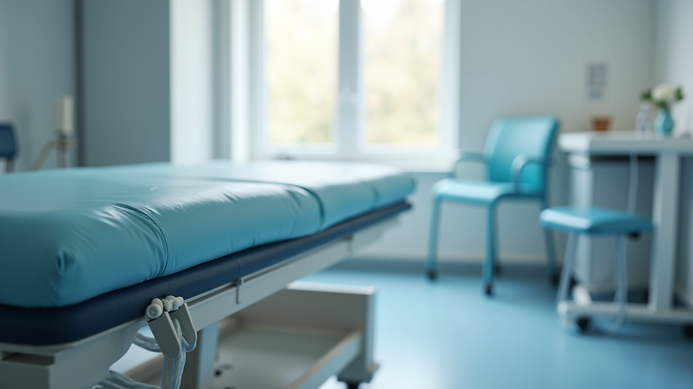 Close-up view of physiotherapy equipment in a treatment room