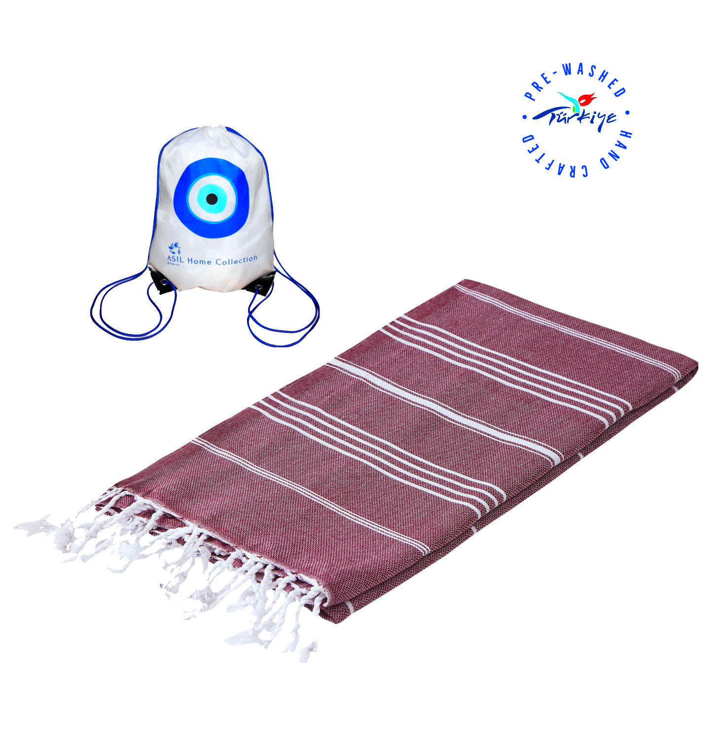 Pre-Washed Turkish Organic 100% Cotton Towel 37 X 71 inch with Backpack