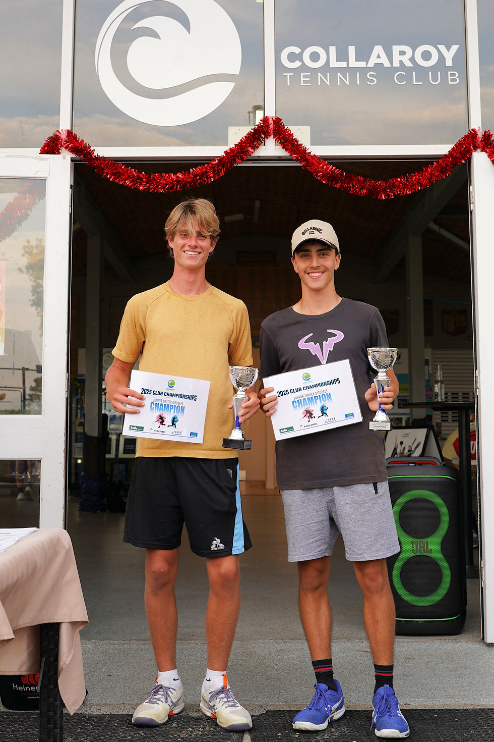 2025 Junior Doubles Champions Harrison (left) and Harry
