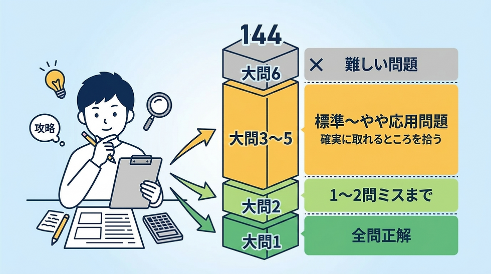 【中学受験 算数】組み分けテストの「目標点」の作り方|大問別に144点を設計する