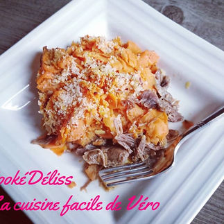 effiloché de canard et patates douce crumble noisettes