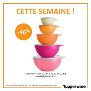 Le lot de 5 bols pouce Tupperware en exclusivité cette semaine à -46 %