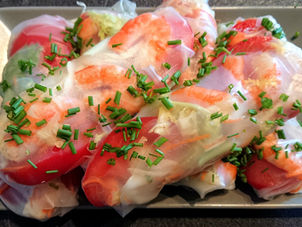 Rouleaux de printemps crudités et crevettes