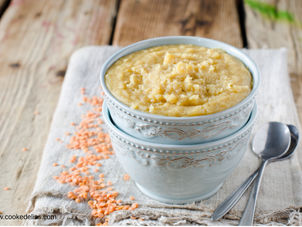 bol avec purée de lentilles corail
