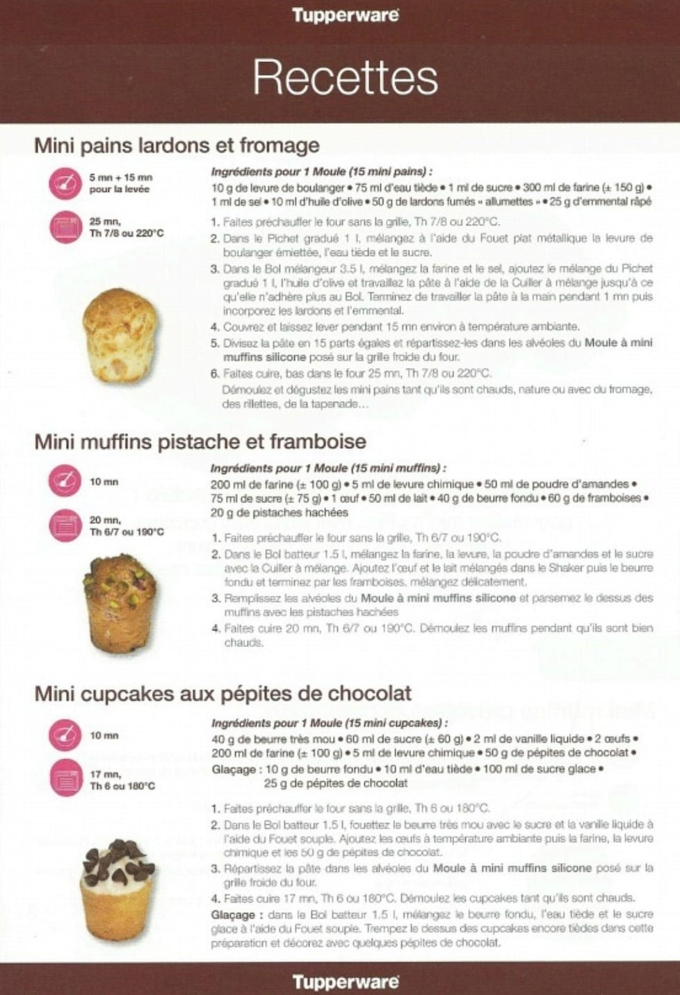 Fiche recettes moule mini muffins