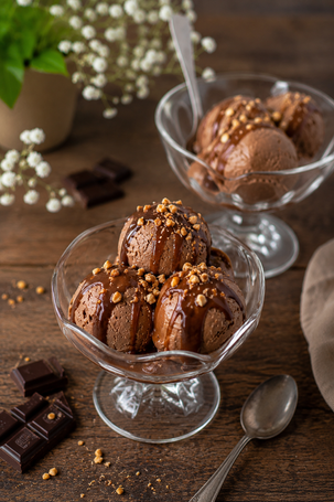 coupe de glace au chocolat fait à la Boréalia Guy Demarle