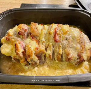 Roti de porc Orloff au bacon et raclette et sa cuisson au four dans la cocotte ultra pro Tupperware