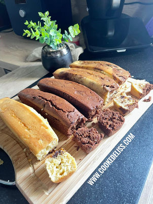 5 longs cakes vanille chocolat marbré avec Guy Demarle