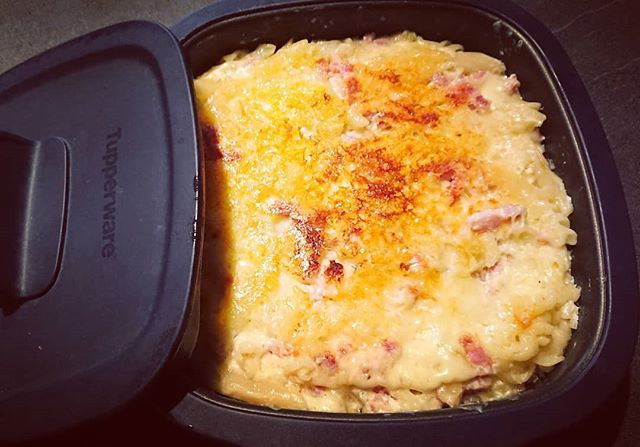 Gratin de pates lardons et mozzarella au micro pro grill Tupperware