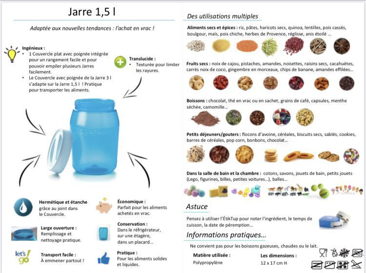 Jarre Tupperware fiche technique