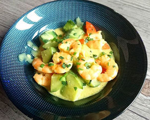 estouffade de concombre aux crevettes