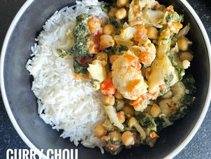 Recette express du curry de chou fleur, épinards et lait de coco au micro 3