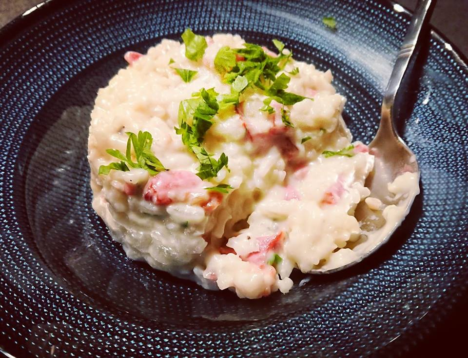 Risotto crémeux aux lardons et dans l'ultra pro