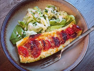Courgettes farcies façon pizza au chorizo dans le micro pro grill