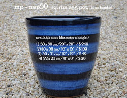 mp - nep50   sq. rim egg pot,   blue banded