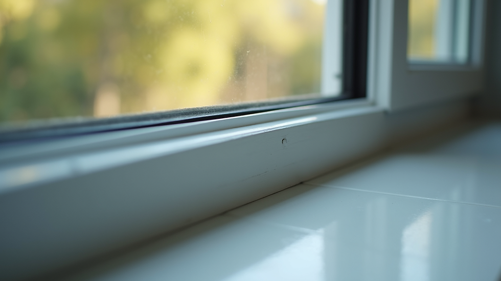 Close-up view of sealed window frame preventing pest entry