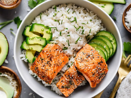 How to Master the Ultimate Coconut Rice Bowl: Air Fried Salmon, Bang Bang Sauce, and Tasty Toppings!