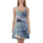 Womens Daniel Wall Art Snow Lake Sunrise Skater Dress