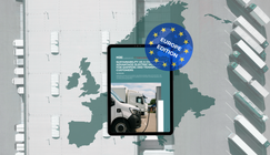 Ein großer Ladehub von oben aus der Vogelperspektive, davor das Cover der Europe Edition des Whitepapers.